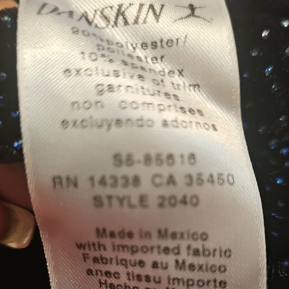 Danskin Sparkling Black and Blue Girls Leotard Size Small - Worn For Two Hours